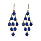 Gold Plated Sterling Silver Chandelier Earrings with Natural Gemstones  - Lapis Lazuli